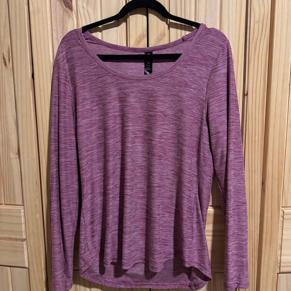 YogaLicious Long Sleeve Magenta Scoop Neck Athletic Casual Top
